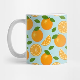 Orange Fruit Pattern on Blue Background Mug